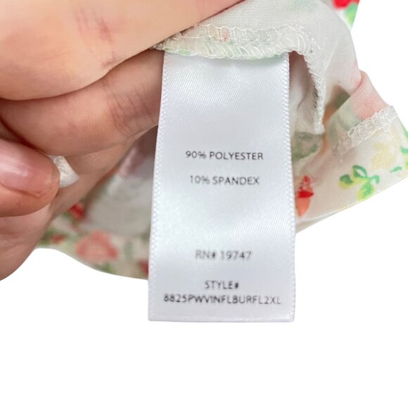 The Pioneer Woman Floral V-Neck Tunic Blouse XXL White Red Green - Picture 6 of 7